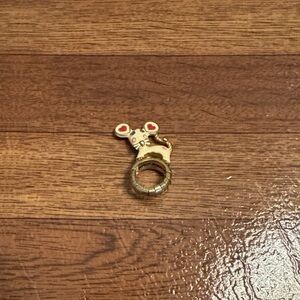 Betsey Johnson Gold and Red Mouse Ring